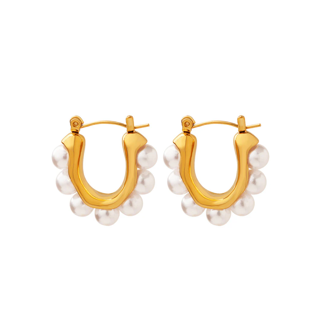 gold plated cirque pearl earrings