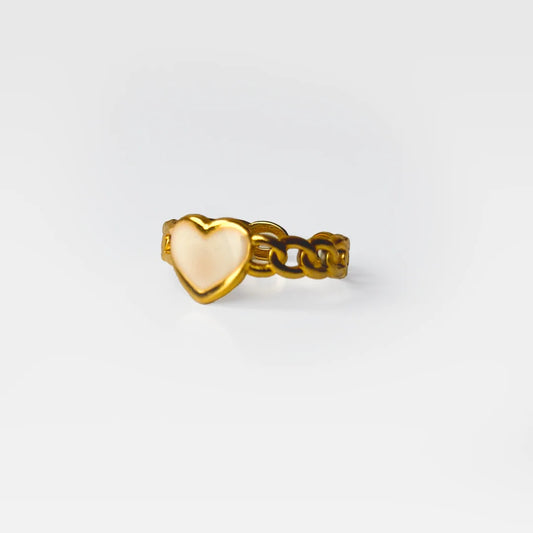 White Quartz Heart Ring