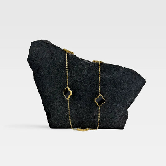 Luxe Black 7 Leaf Clover Necklace