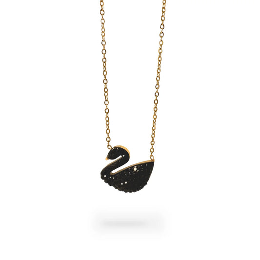 Black Night Studded Swan Necklace