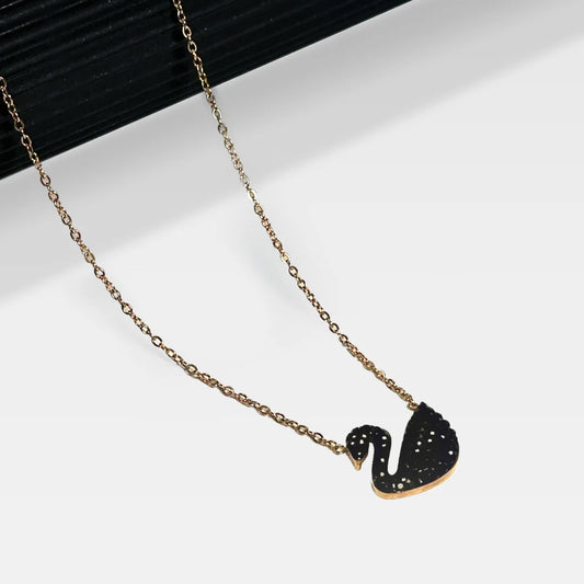 Black Night Studded Swan Necklace