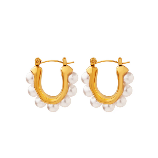 gold plated cirque pearl earrings