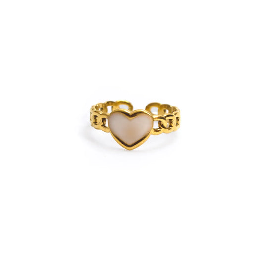 White Quartz Heart Ring