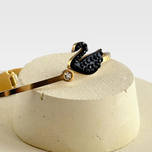 Enchanting Midnight Swan Bangle